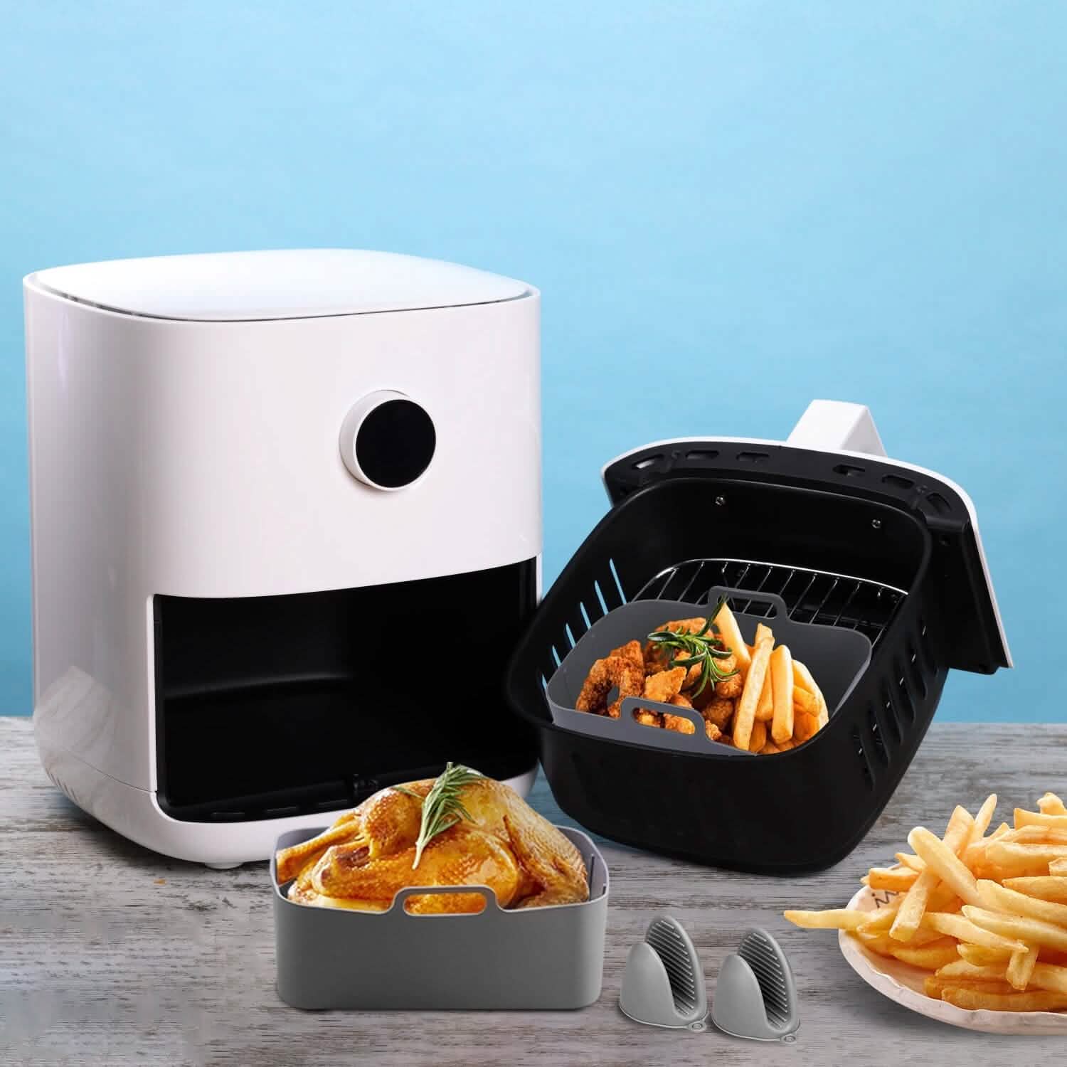 Reusable Air Fryer Silicone Pot Rectangle Replacement of Parchment Liners 6-8 Quart Kitchen Tools & Gadgets - Tophatter Daily Deals