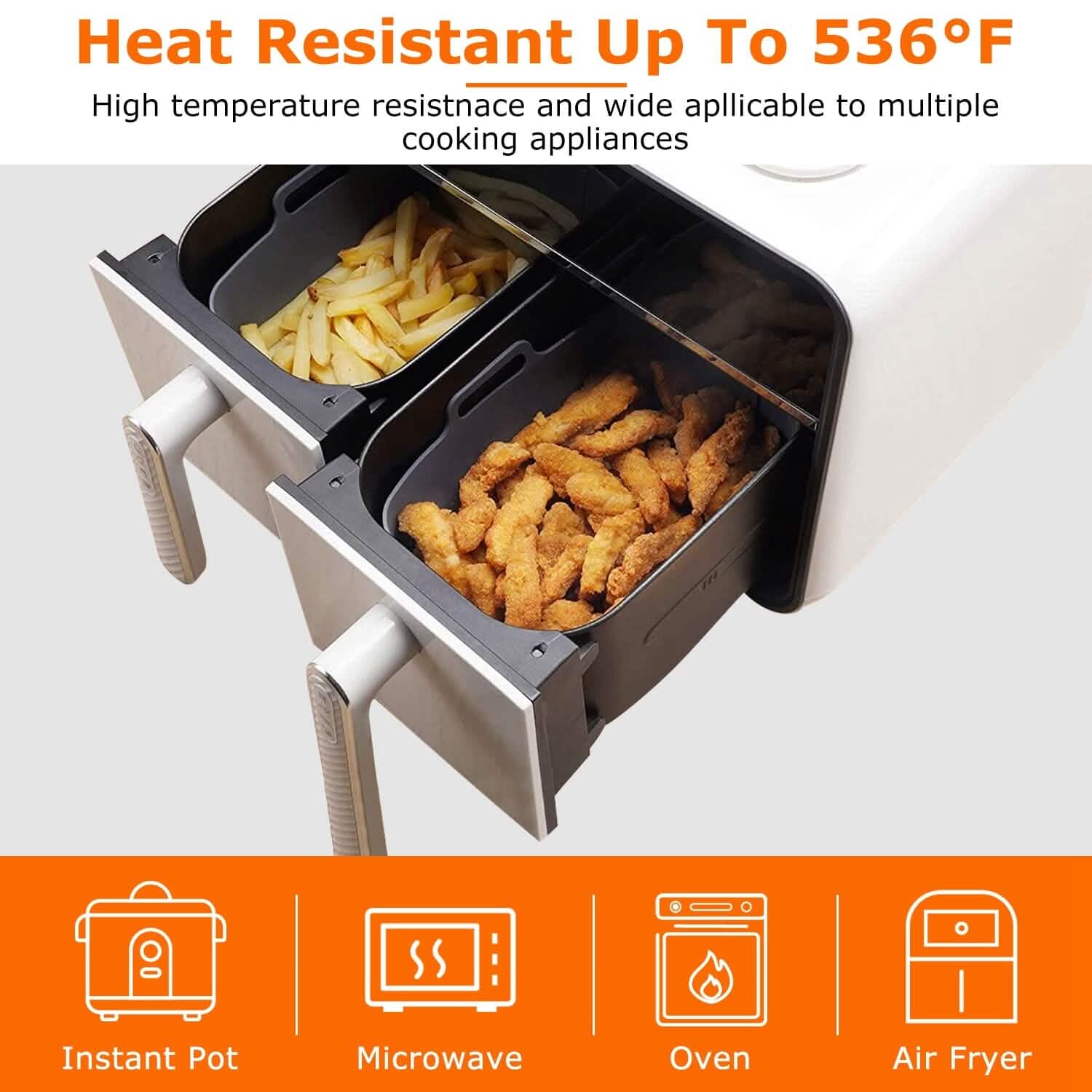 Reusable Air Fryer Silicone Pot Rectangle Replacement of Parchment Liners 6-8 Quart Kitchen Tools & Gadgets - Tophatter Daily Deals