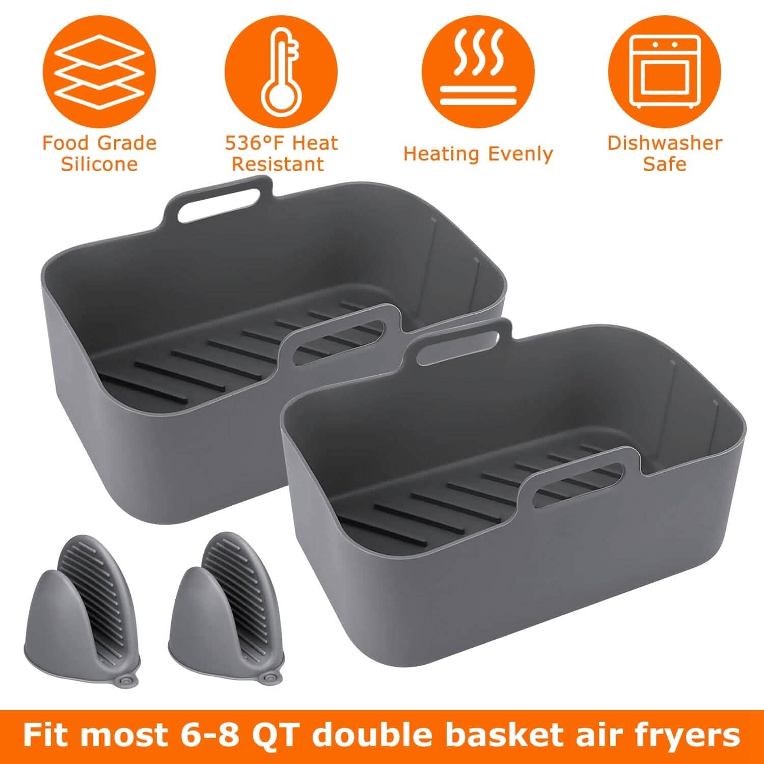 Reusable Air Fryer Silicone Pot Rectangle Replacement of Parchment Liners 6-8 Quart Kitchen Tools & Gadgets - Tophatter Daily Deals