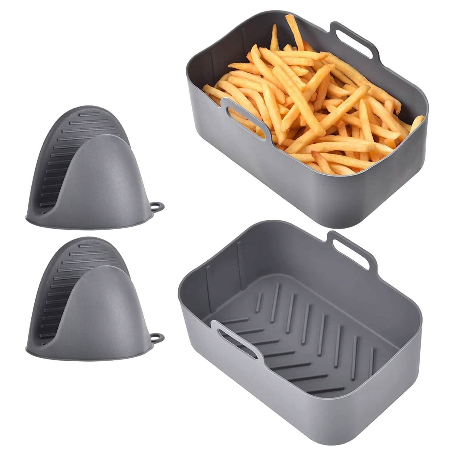 Reusable Air Fryer Silicone Pot Rectangle Replacement of Parchment Liners 6-8 Quart Kitchen Tools & Gadgets - Tophatter Daily Deals