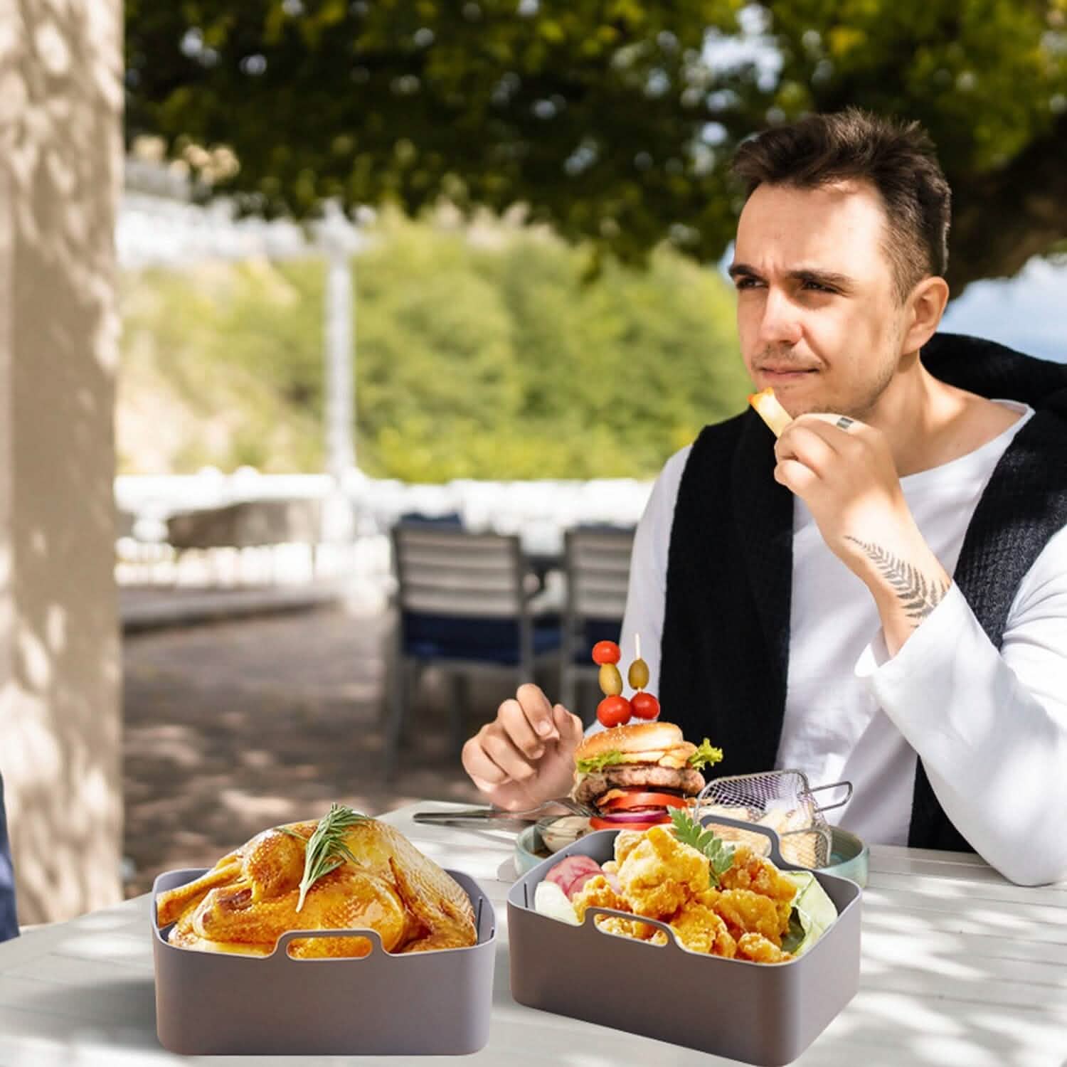 Reusable Air Fryer Silicone Pot Rectangle Replacement of Parchment Liners 6-8 Quart Kitchen Tools & Gadgets - Tophatter Daily Deals