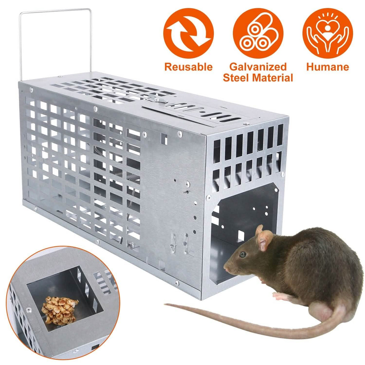 Reusable Metal Rat Cage Catch Release Continuous Capture Pest Control - Tophatter Daily Deals