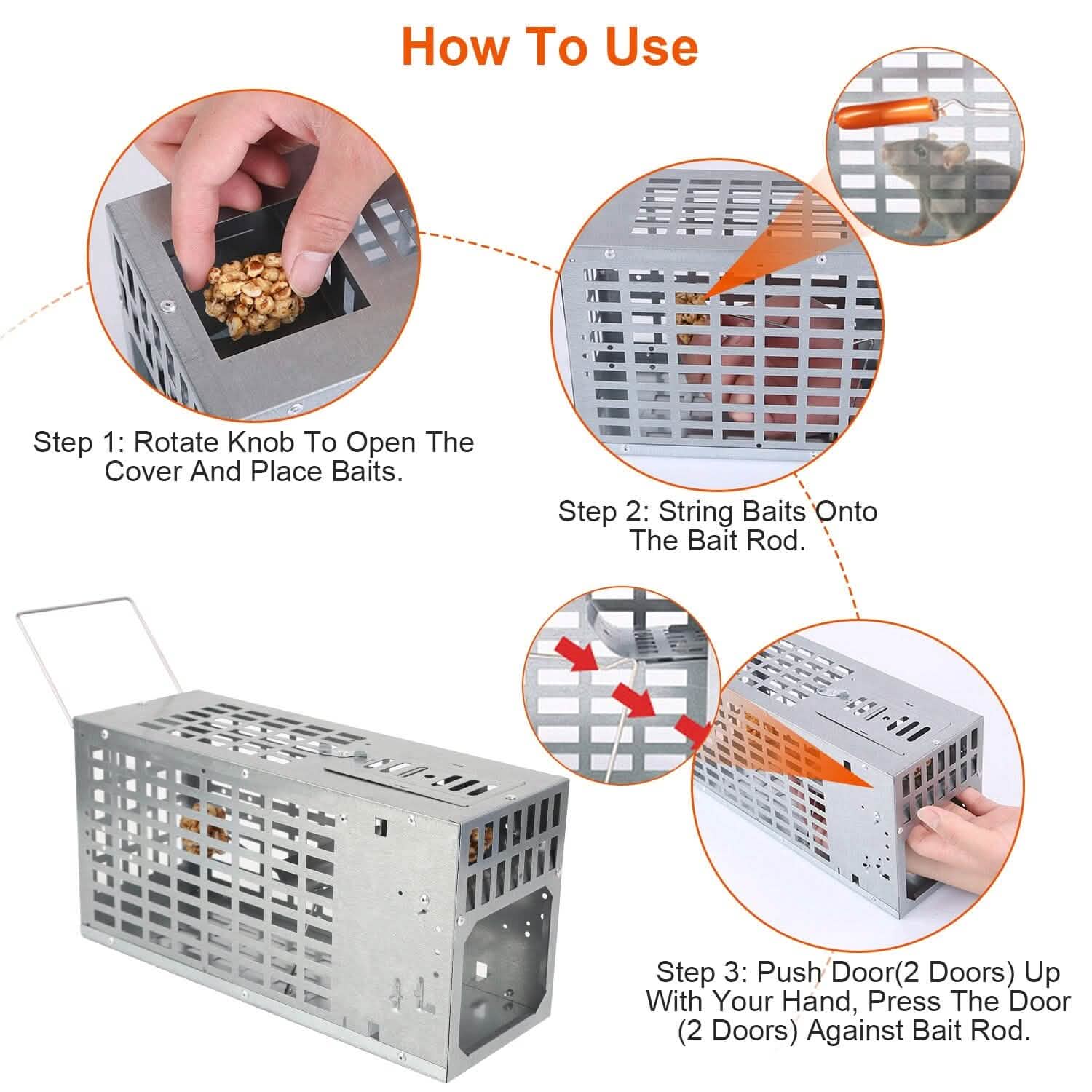 Reusable Metal Rat Cage Catch Release Continuous Capture Pest Control - Tophatter Daily Deals