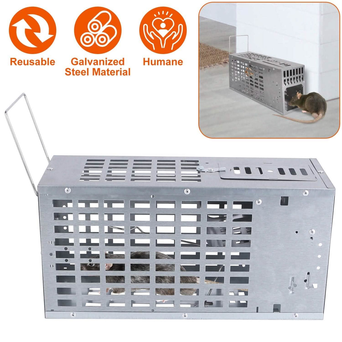 Reusable Metal Rat Cage Catch Release Continuous Capture Pest Control - Tophatter Daily Deals