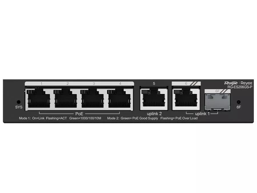 RUIJIE 4 PORT + 1 SFP POE SWITCH - RG-E206GP - Tophatter's Army Deals 25 - Tophatter Daily Deals