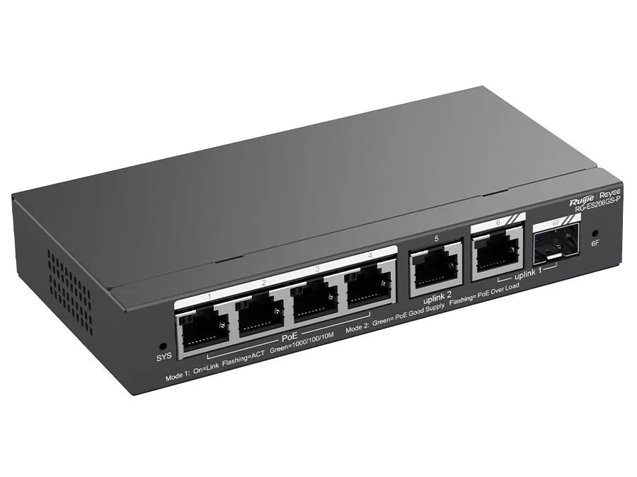RUIJIE 4 PORT + 1 SFP POE SWITCH - RG-E206GP - Tophatter's Army Deals 25 - Tophatter Daily Deals