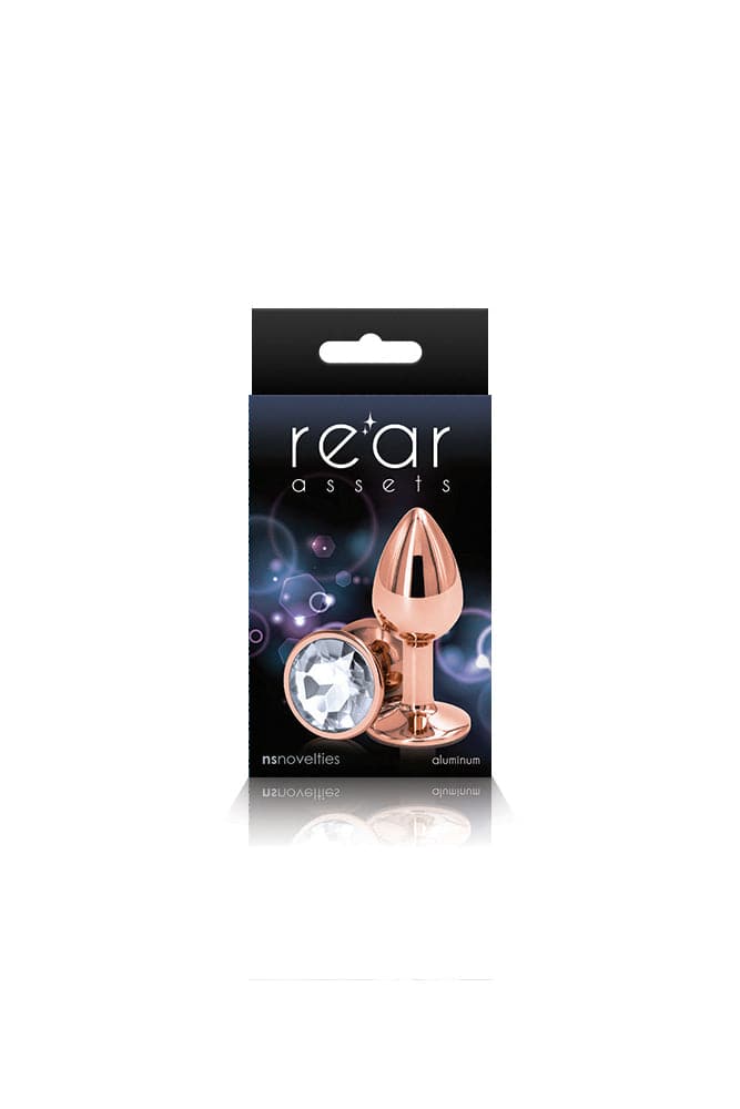 NS Novelties - Rear Assets - Aluminum Butt Plug - Rose Gold/Clear - 2.75 Inch Sex Toy - Tophatter Daily Deals