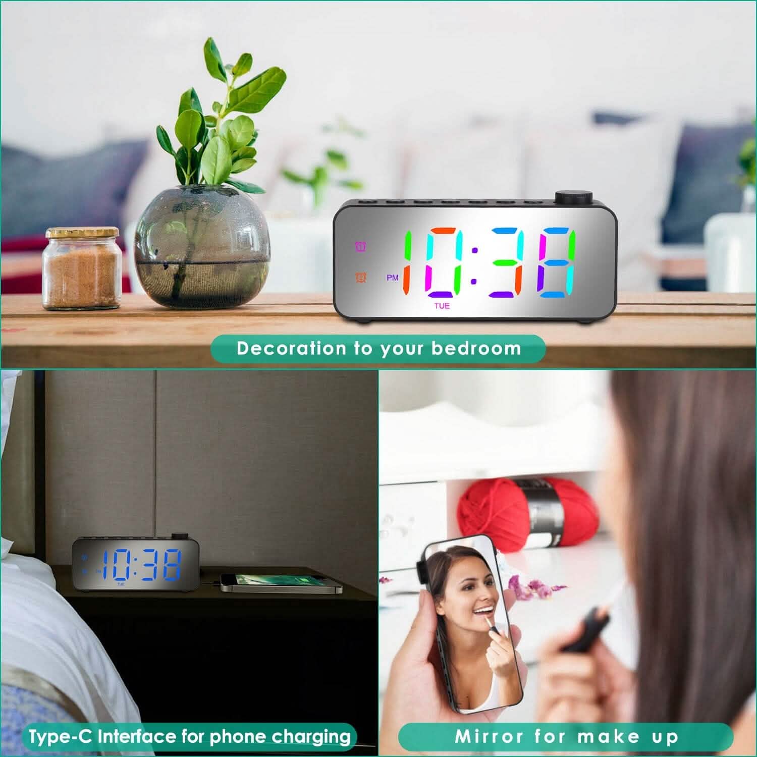 RGB Color LED Digital Alarm Clock Household Appliances - Tophatter Daily Deals