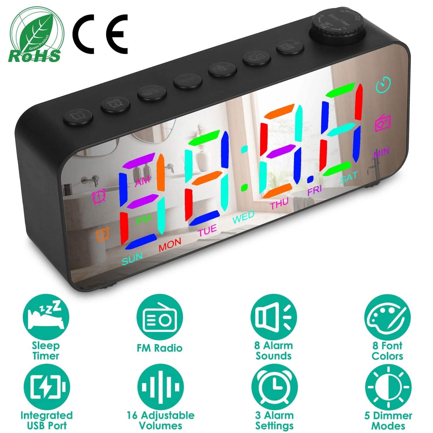RGB Color LED Digital Alarm Clock Household Appliances - Tophatter Daily Deals