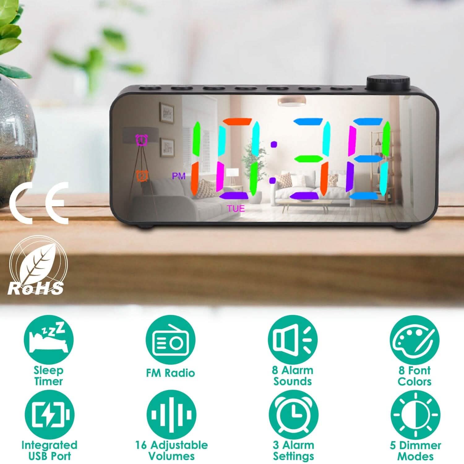 RGB Color LED Digital Alarm Clock Household Appliances - Tophatter Daily Deals