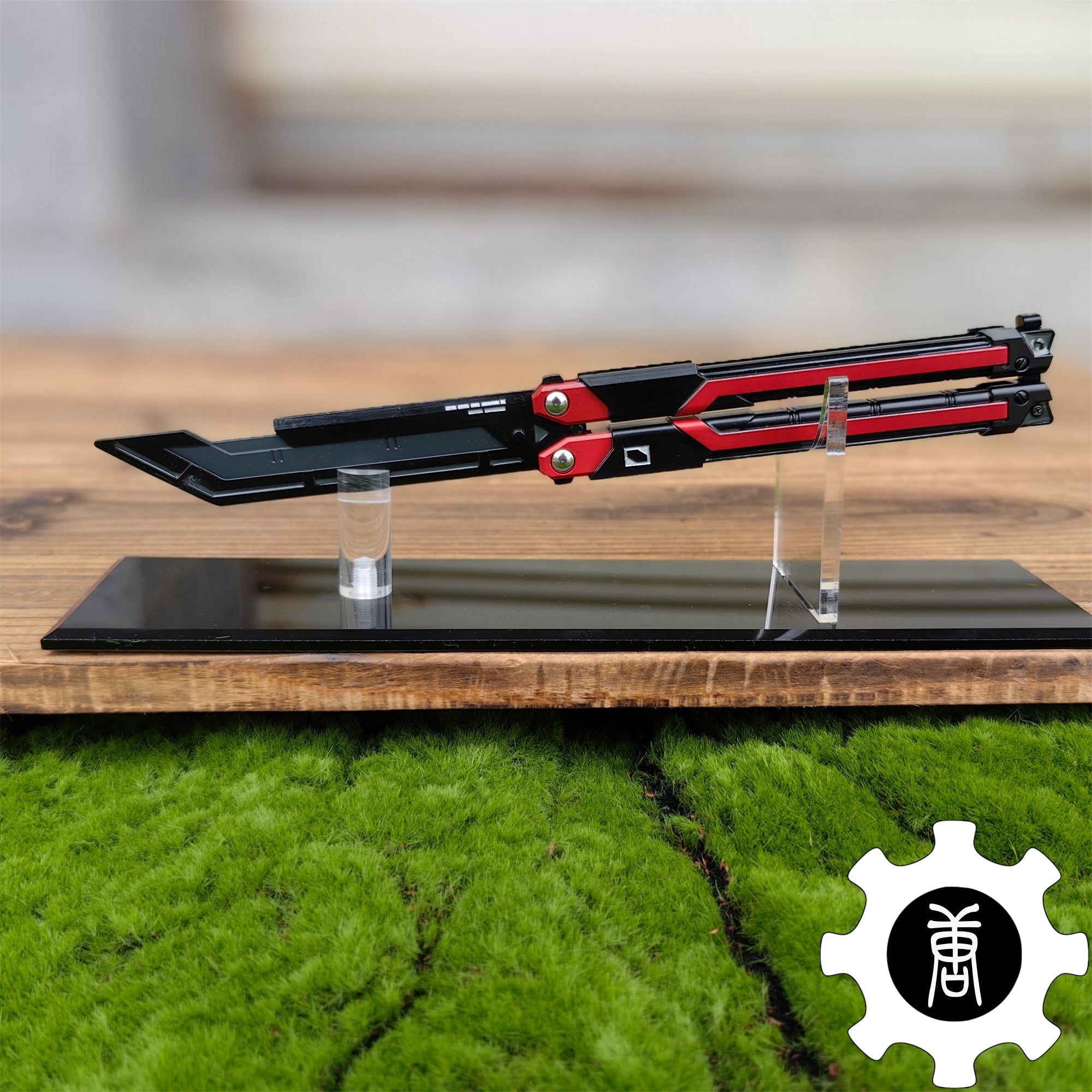 RGX Knife Metal Blunt Blade RGX Butterfly Knife Trainer Game Knife Replica Red & Acrylic Stand - Tophatter Daily Deals