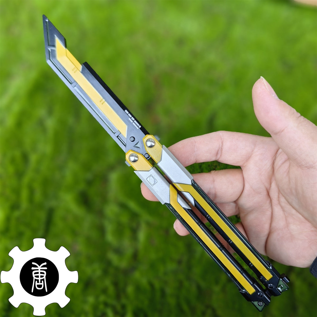 RGX Knife Metal Blunt Blade RGX Butterfly Knife Trainer Game Knife Replica Yellow - Tophatter Daily Deals
