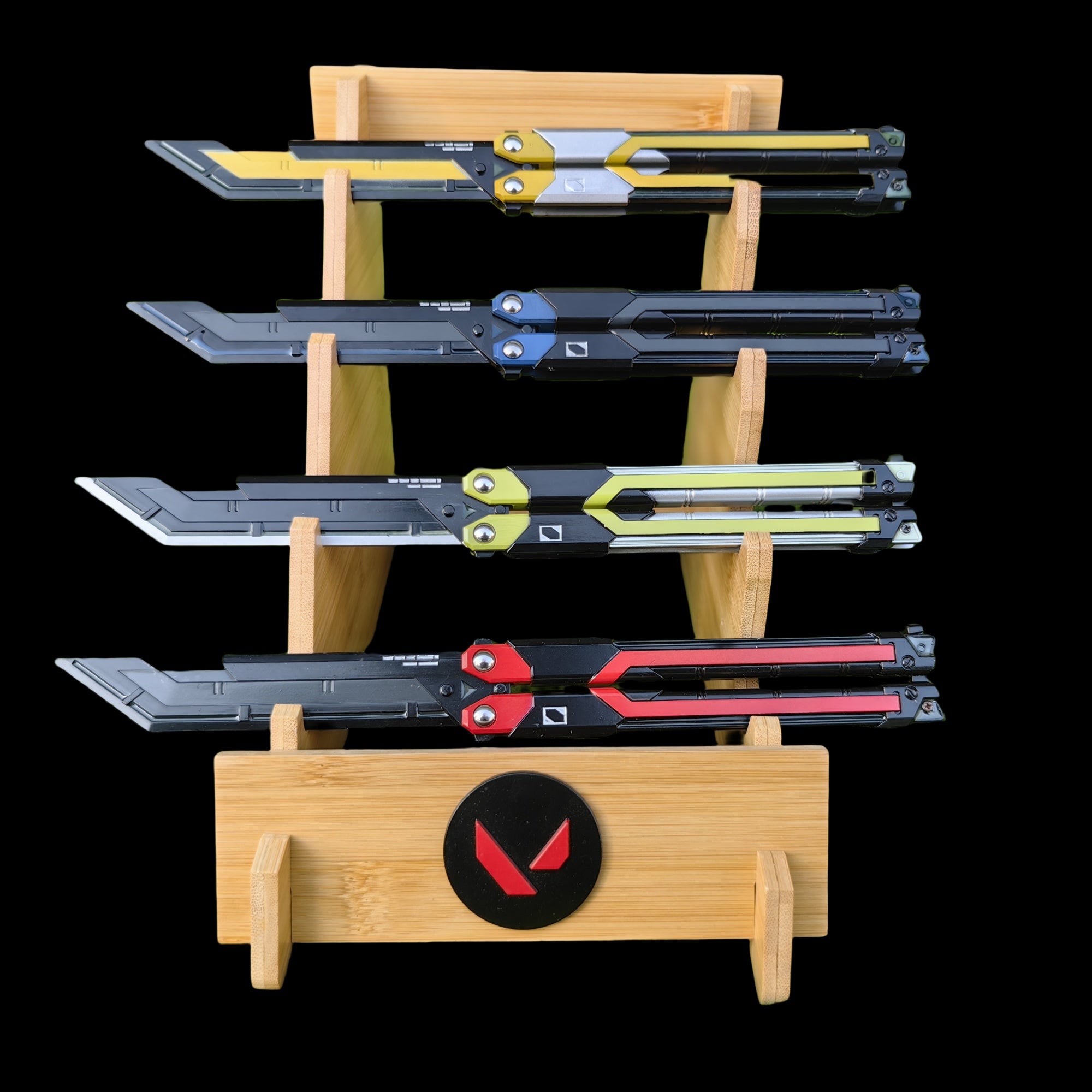 RGX Knife Metal Blunt Blade RGX Butterfly Knife Trainer Game Knife Replica 4 Knives & Stand - Tophatter Daily Deals