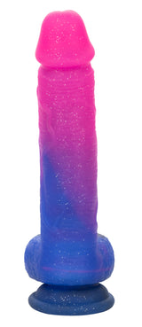 Naughty Bits Ombré Hombre XL Vibrating Dildo in Pink and Blue with Glitter Finish > Vibrators > Realistic Vibrators - Tophatter Daily Deals