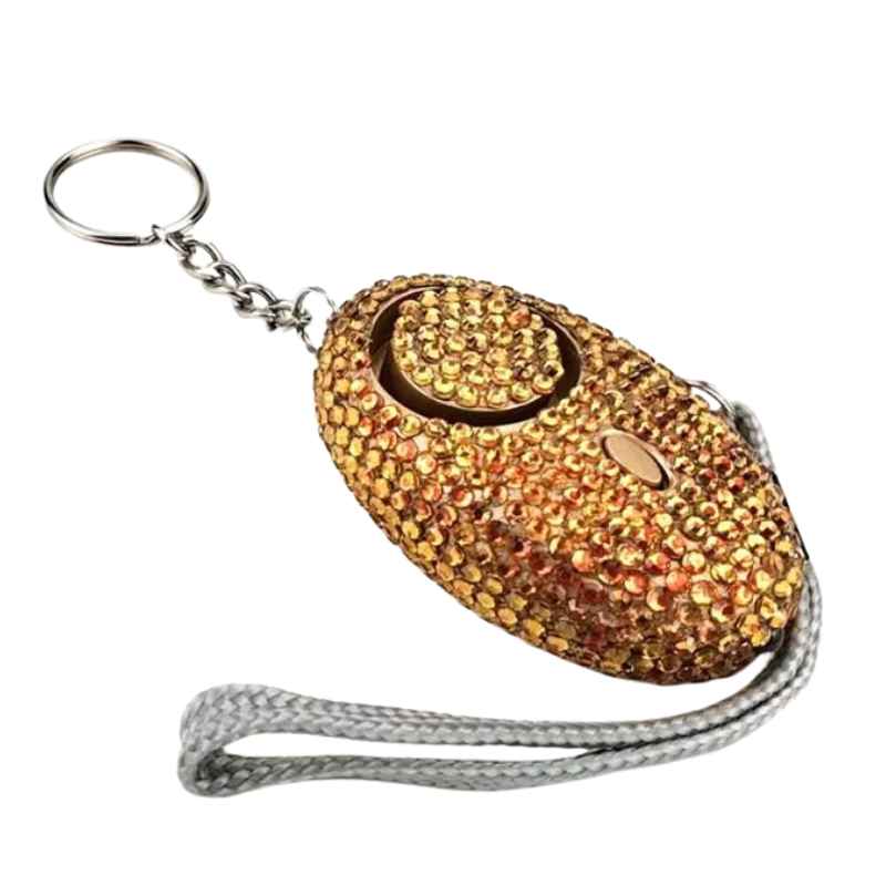 Bling Beacon Rhinestone Panic Alarm Keychain Gold Child Safety - Tophatter Daily Deals