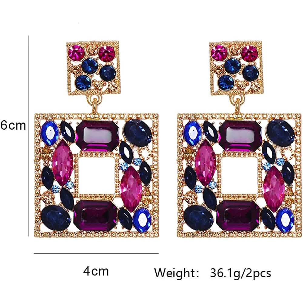 Rhinestone Square Drop Earrings Earrings - Tophatter Daily Deals