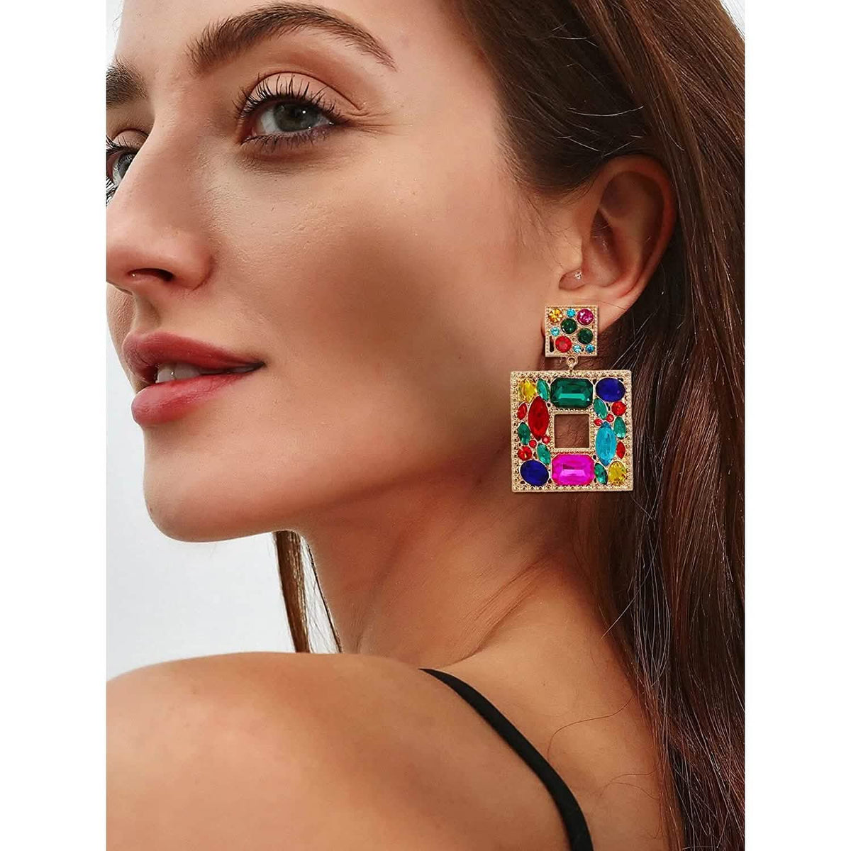 Rhinestone Square Drop Earrings Earrings - Tophatter Daily Deals