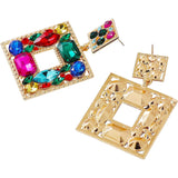 Rhinestone Square Drop Earrings Earrings - Tophatter Daily Deals