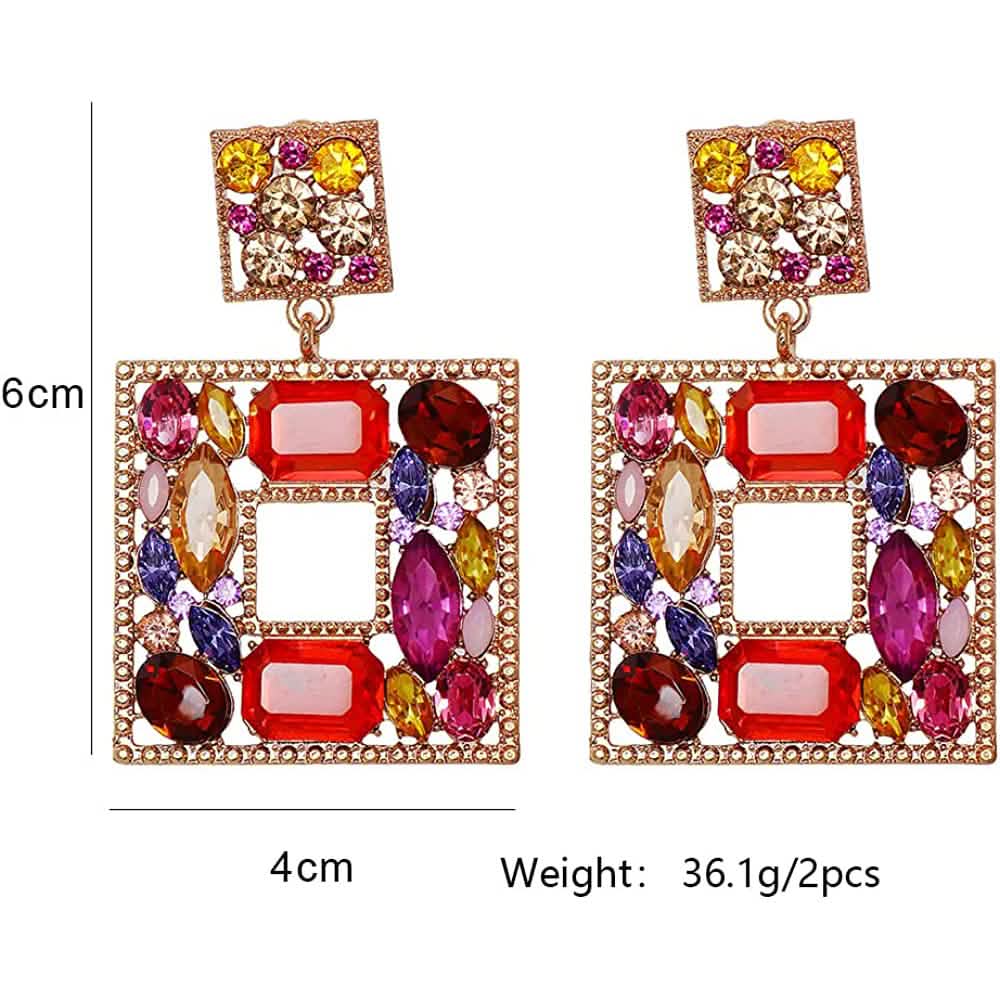 Rhinestone Square Drop Earrings Earrings - Tophatter Daily Deals