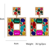 Rhinestone Square Drop Earrings Earrings - Tophatter Daily Deals