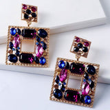 Rhinestone Square Drop Earrings Earrings - Tophatter Daily Deals