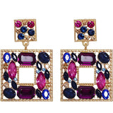 Rhinestone Square Drop Earrings Purple Earrings - Tophatter Daily Deals