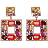 Rhinestone Square Drop Earrings Red Earrings - Tophatter Daily Deals