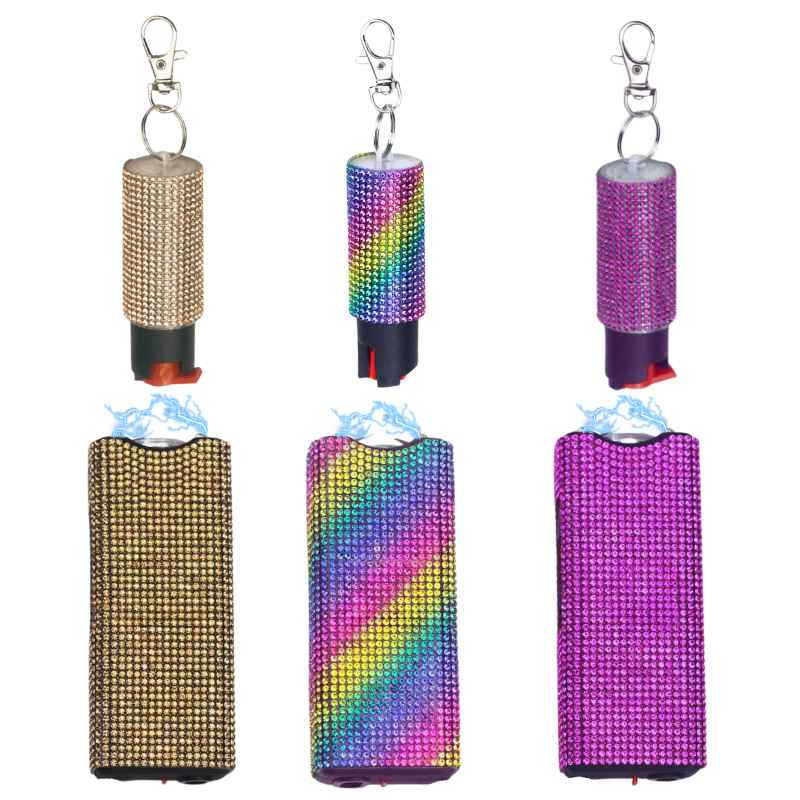 Rhinestone Mini Stun Gun and Pepper Spray Keychain Kit Package Deals - Tophatter Daily Deals