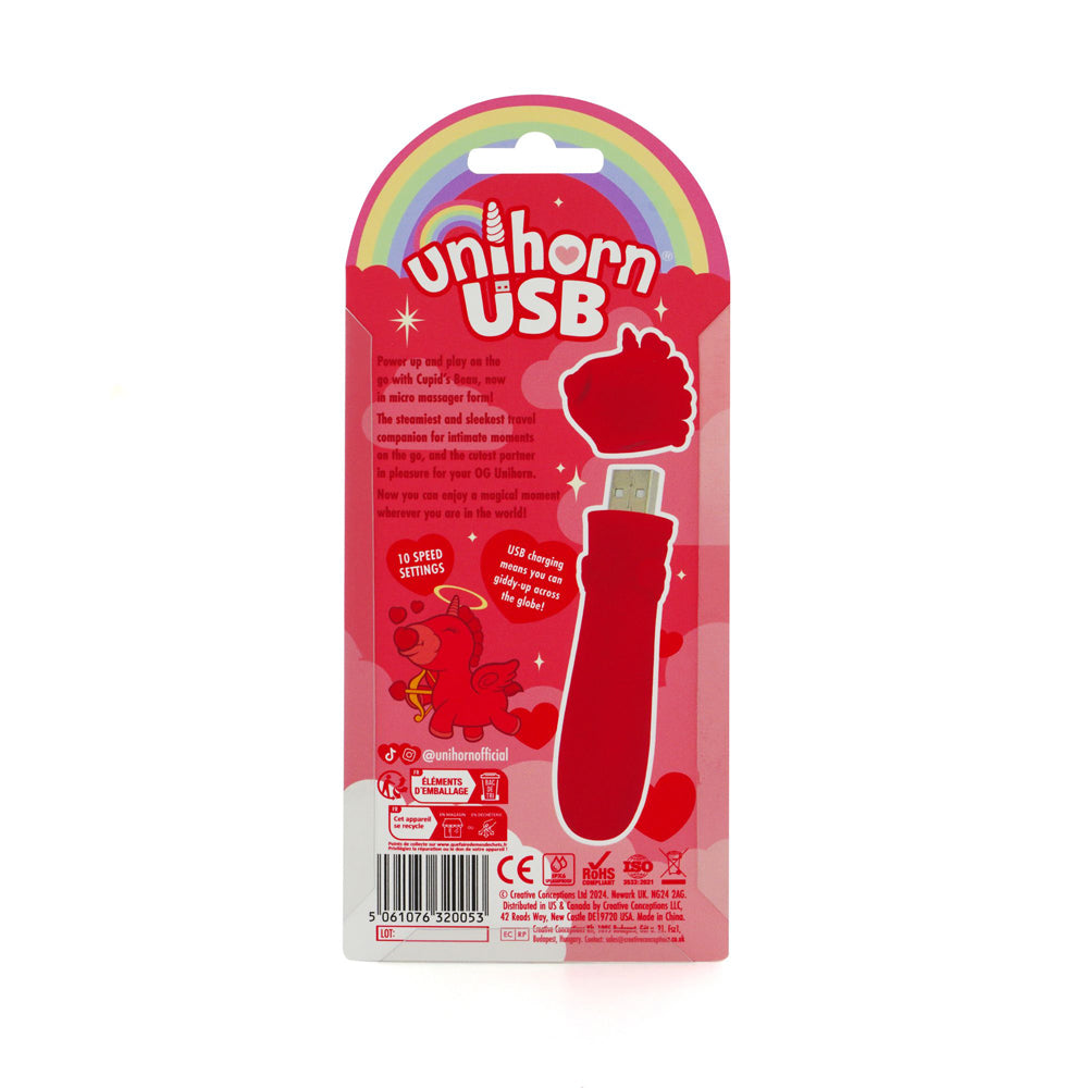 Unihorn Cupid's Beau (Red) – Silicone USB Bullet Vibrator with 10 Speeds > Sex Toys For Ladies > Clitoral Vibrators and Stimulators - Tophatter Daily Deals