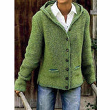 Soft Women's Hooded Knit Coat - Cotton Blend, For Fall Green - Tophatter Daily Deals