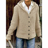 Soft Women's Hooded Knit Coat - Cotton Blend, For Fall Khaki - Tophatter Daily Deals