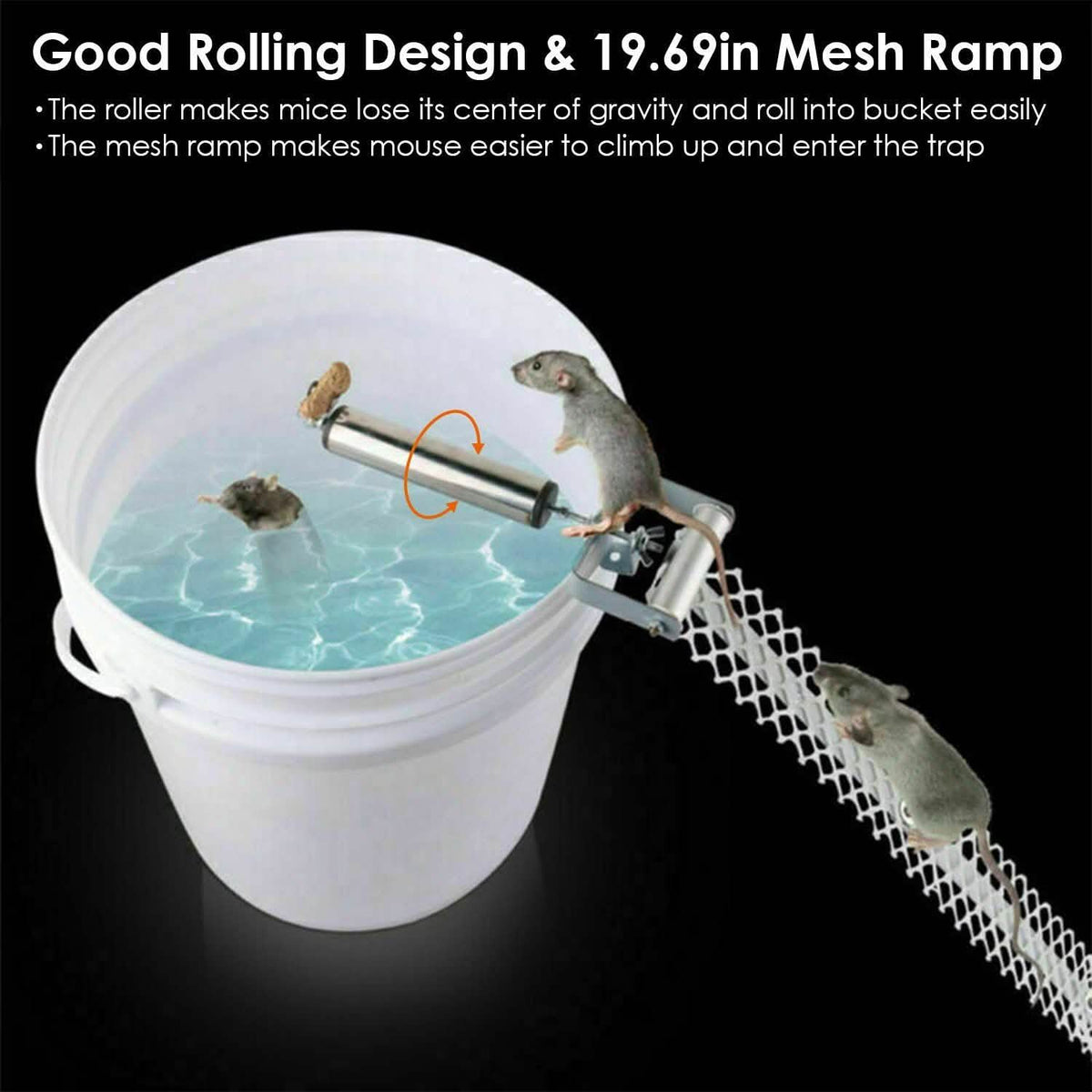 Roll Trap Log Rolling Mouse Catcher with 19.69" Mesh Ramp Pest Control - Tophatter Daily Deals