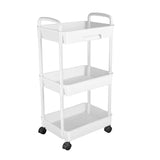 Rolling Utility Cart with Drawer 3-Tier White Kitchen Storage - Tophatter Daily Deals