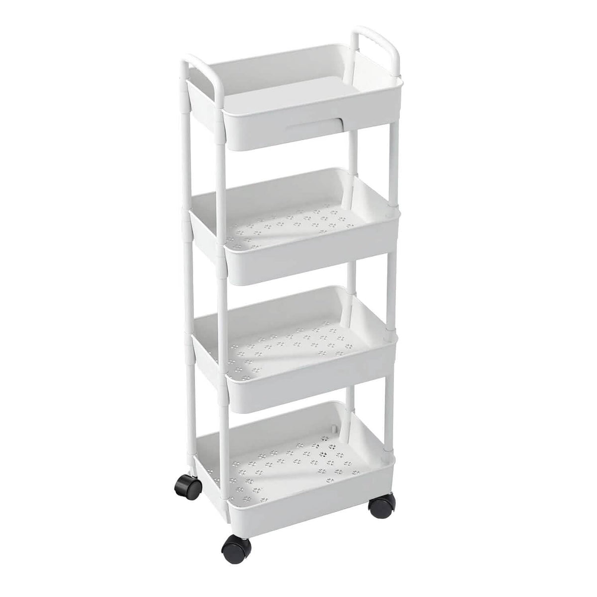 Rolling Utility Cart with Drawer 4-Tier White Kitchen Storage - Tophatter Daily Deals