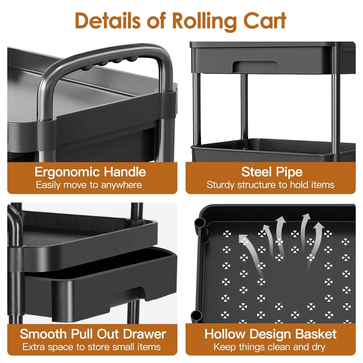 Rolling Utility Cart with Drawer Kitchen Storage - Tophatter Daily Deals