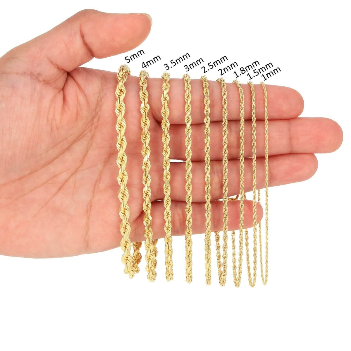 Rope Chain in Yellow Gold - 10mm Necklaces - Tophatter Daily Deals