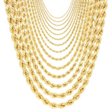 Rope Chain in Yellow Gold - 10mm Necklaces - Tophatter Daily Deals