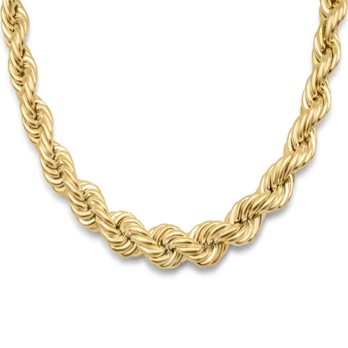 Rope Chain in Yellow Gold - 10mm Necklaces - Tophatter Daily Deals
