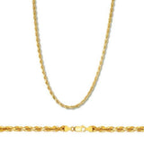 Rope Chain in Yellow Gold - 3mm Necklaces - Tophatter Daily Deals