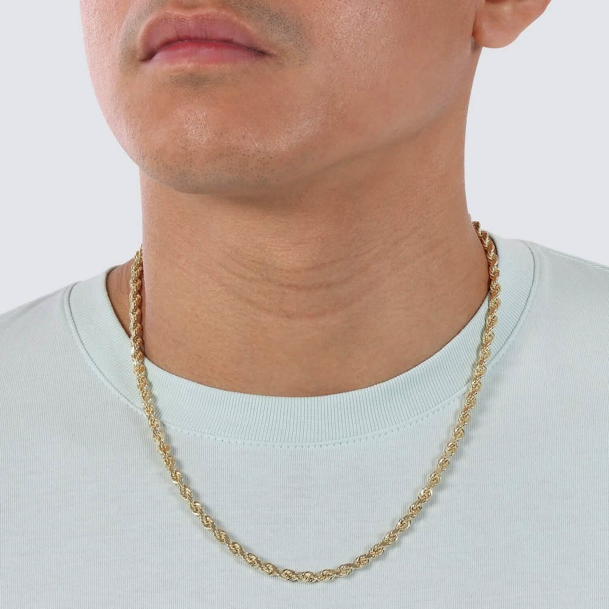 Rope Chain in Yellow Gold - 5mm Necklaces - Tophatter Daily Deals