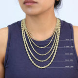 Rope Chain in Yellow Gold - 5mm Necklaces - Tophatter Daily Deals