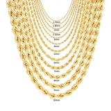 Rope Chain in Yellow Gold - 8mm Necklaces - Tophatter Daily Deals