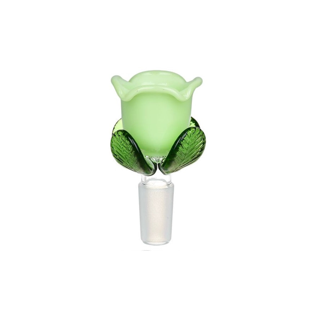 Rose Bud Herb Slide Opaque Green Glass Bong Bowls - Tophatter Daily Deals