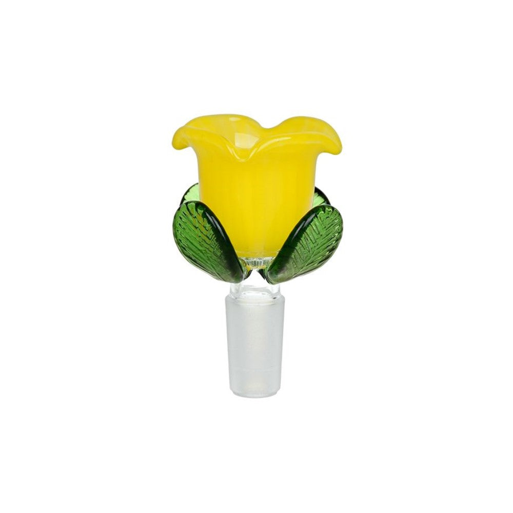 Rose Bud Herb Slide Opaque Yellow Glass Bong Bowls - Tophatter Daily Deals