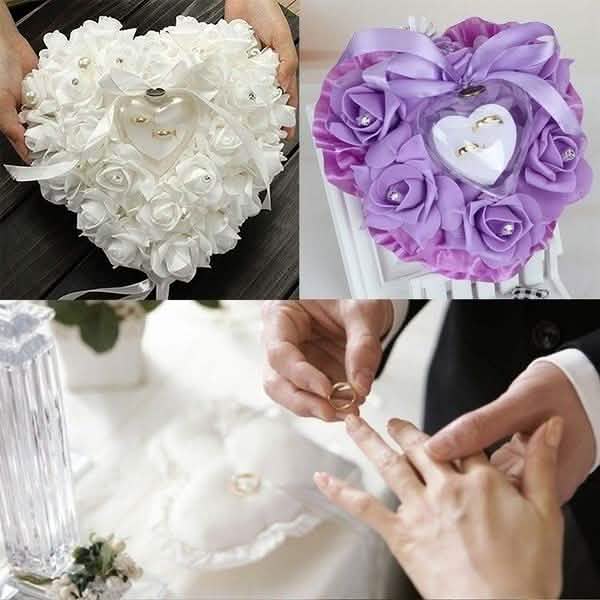 Rose Pillow Heart Cushion Ring Holder Furniture & Decor - Tophatter Daily Deals