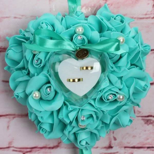 Rose Pillow Heart Cushion Ring Holder Green Furniture & Decor - Tophatter Daily Deals