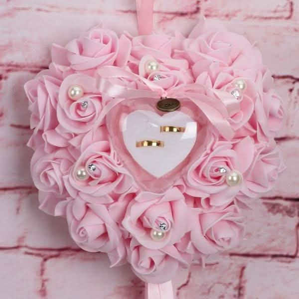 Rose Pillow Heart Cushion Ring Holder Pink Furniture & Decor - Tophatter Daily Deals