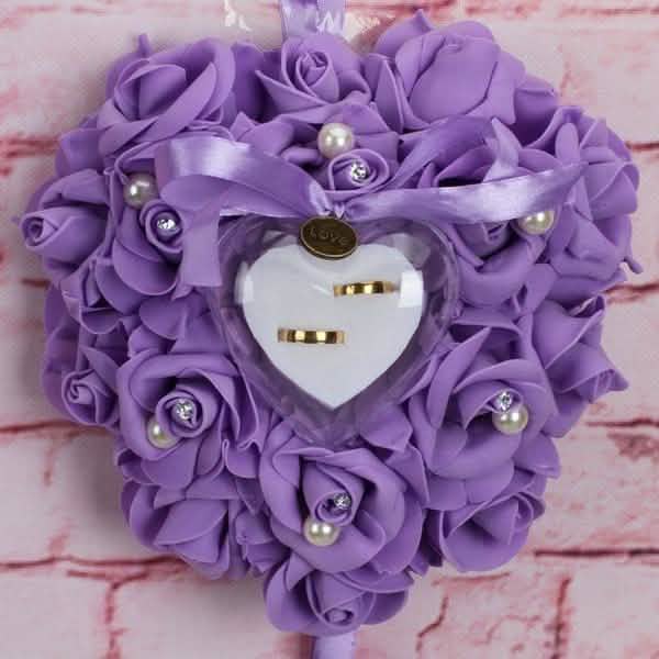 Rose Pillow Heart Cushion Ring Holder Purple Furniture & Decor - Tophatter Daily Deals