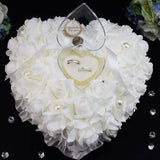 Rose Pillow Heart Cushion Ring Holder White Furniture & Decor - Tophatter Daily Deals