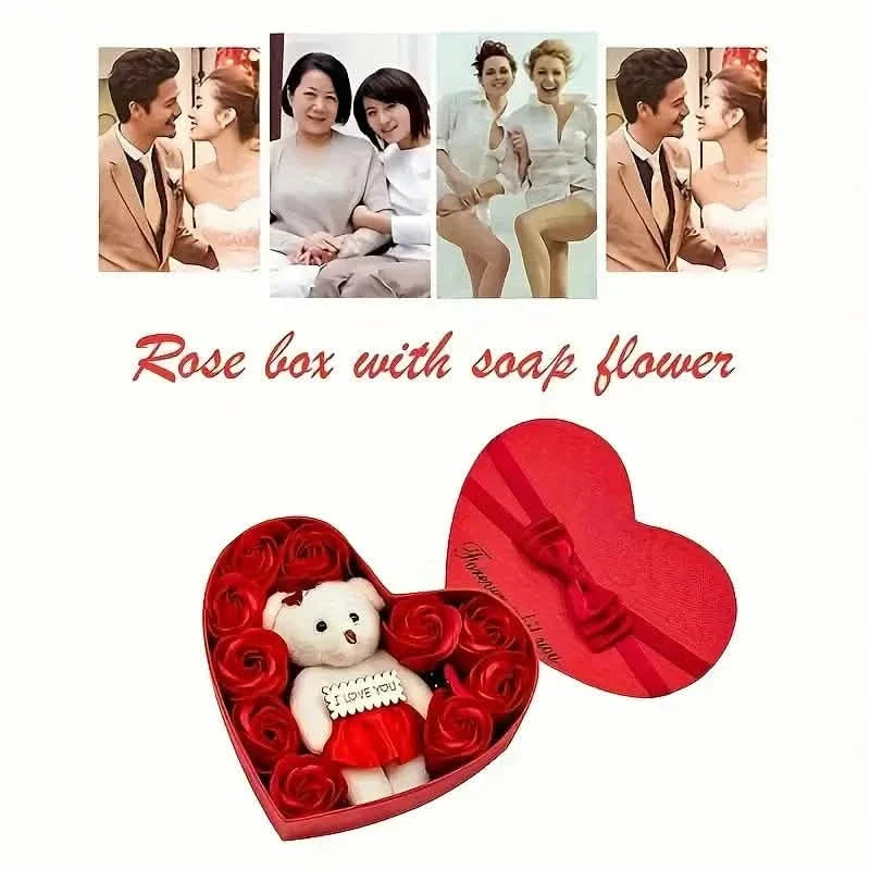 Rose-Shaped Soap Gift Box With Heart-Shaped Artificial Roses Seasonal Decor - Tophatter Daily Deals